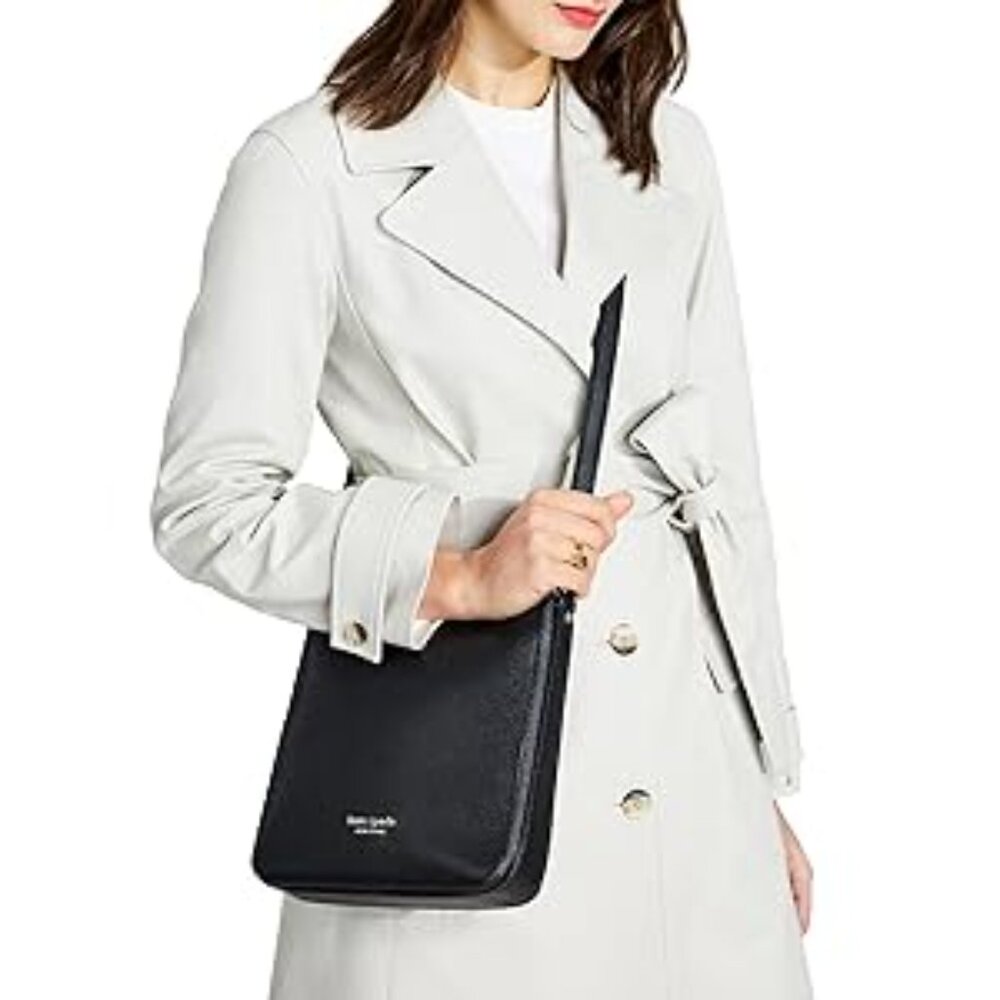 #87 NWT - Kate Spade Core Pebble Pebbled Leather Small Messenger Black